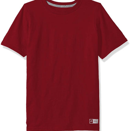 Russell Athletic Big Boys' Cotton Performance Short Sleeve T-Shirt, Cardinal, X-Large