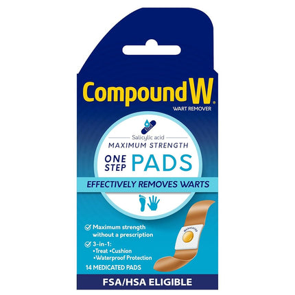 Compound W Wart Remover One Step Pads - Maximum St