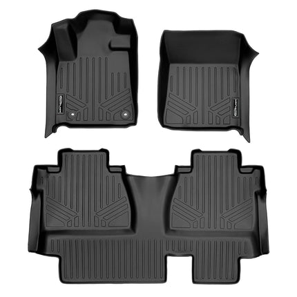 Alfombrillas a medida SMARTLINER Juego de 2 alfombrillas negras para Toyota Tundra Double Cab 2014-2020 (con cobertura bajo el asiento de la 2ª fila)