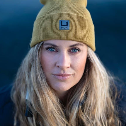 Gorro de pescador HUK para hombre, suave y cálido con puños, color Sand Piper