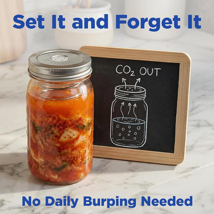 Ultimate Fermentation Kit to Make Probiotic Vegetables: Sauerkraut, Kimchi, Pickles w/FREE Digital Guide, 3 Fermenting Springs & Venting Lids for Easy Pickling in Wide Mouth Mason Jars (Not Included)