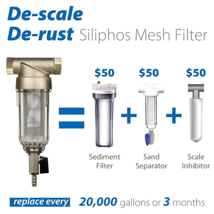 Cartouche de remplacement pour filtre à eau sédimentaire à dérivation iSpring FWSP500SL, Chrome