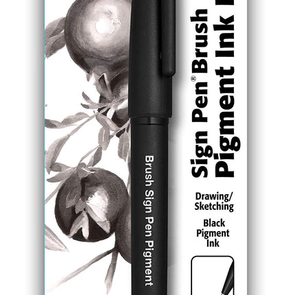 Pentel Arts Sign Pen Brush, Black Pigment Ink, 1 P