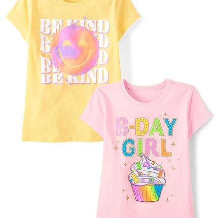 The Children's Place Boys' Gamer Short Sleeve Graphic T-Shirts,multipacks, B-Day Girl/Be Kind, X-Large