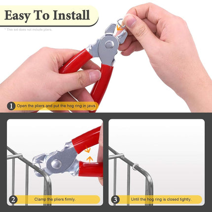 Rustark 1000 Pcs 1/2" Galvanized Hog Rings, Professional Upholstery Hog Rings Set for Furniture,Fencing,Bagging, Railing, Sausage Casing, Meat bags, Shock Cords