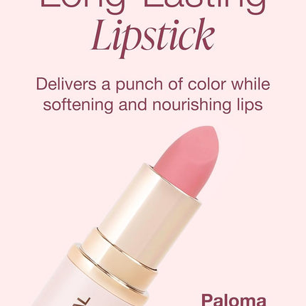 Mineral Fusion Long-Lasting Lipstick, Vivid & Smudge-Free Lip Color with Avocado Oil, Cocoa Seed Butter, Free of FD&C Dyes, Paraben and Gluten, Paloma