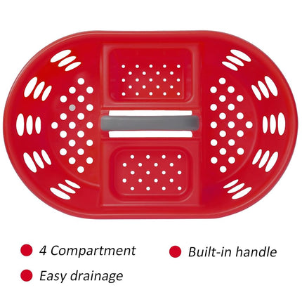 SIMPLYKLEEN Caddy de Douche Portable 2 pièces – Fabriqué aux États-Unis, Rangement en Plastique pour Dortoir, Panier Fourre-tout avec Poignée, Organiseur de Douche pour Salle de Bain, Garde-manger, Cuisine, Dortoir Universitaire, Rouge