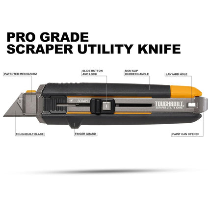 ToughBuilt - Scraper Utility Knife + 5 Blades - (TB-H4S5-01)