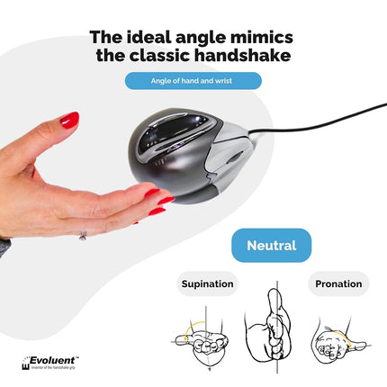 Ergonomic mouse Evoluent VerticalMouse 4 Right Regular, Black, Grey/Silver, Medium/Large, VM4R