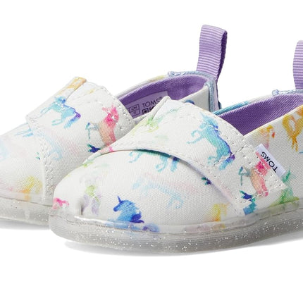 Toms Girl's, Alpargata Slip-On - Little Kid & Big Kid, White Watercolor Ombre Unicorns, 4 Toddler