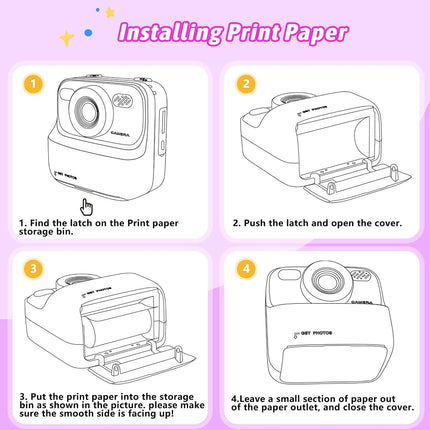 Upgrade Kids Camera Instant Print for Boys and Girls, 1080P HD Dual-Lens Selfie Digital Camera with Print Paper & 32G Card, Christmas Birthday Gifts Toys for Toddler and Teenagers Age 3-16 Years Old