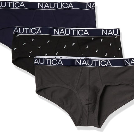 Nautica Men's 3 Pack Cotton Stretch Brief, Peacoat