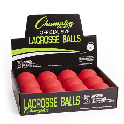 Champion Sports Official Lacrosse Balls (Red, Pack of 12)