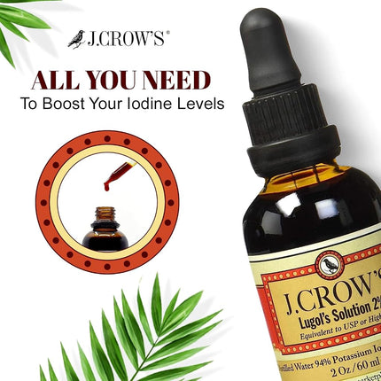 J.CROW'S® Lugol's Solution of Iodine 2% 2 oz Three Pack (3 Bottles)