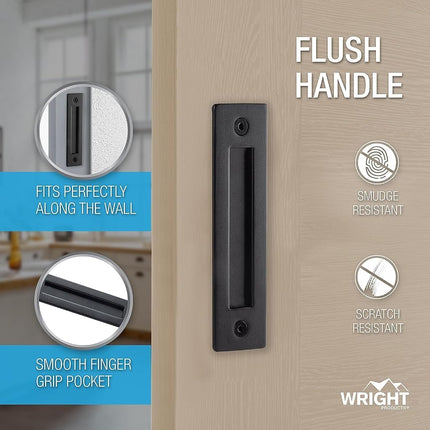 Wright Products Sliding Flush Barn Door Handle Set, Matte Black, 1 Pack - Mounting Hardware Included