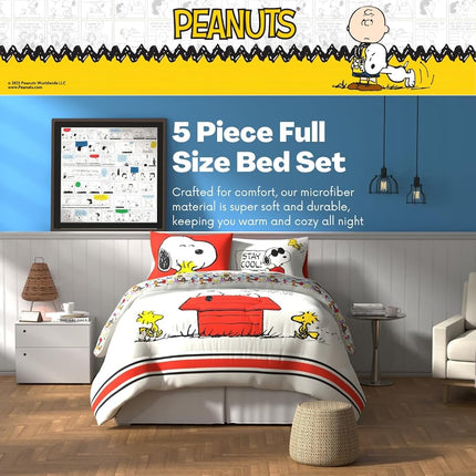 Franco Peanuts Classic Pals Super Soft Comforter and Sheet Set, 5 Piece Full Size, (Official Licensed Product) Collectibles
