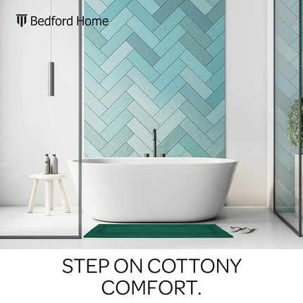 Bedford Home 100 Percent Cotton Reversible Long Bath Rug - Green - 24x60