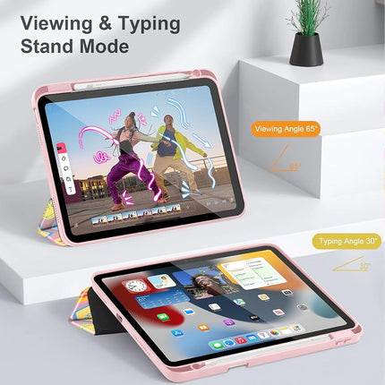 May Chen for iPad (A16) 11th Generation Case 11 Inch 2025, iPad 10th Gen Case 2022 10.9 inch, Built-in Pencil Holder with Shockproof Cover Clear Transparent Back Shell Auto Wake/Sleep, Smile Art