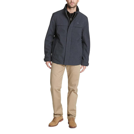 Dockers Men's Soft Shell Stand Collar Car Coat Bib Jacket, Midnight Heather, S