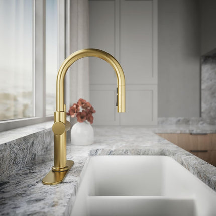 Kohler K-22972-2MB Crue Kitchen Sink Faucet, Brushed Modern Brass
