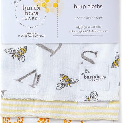 Burt's Bees Baby - Burp Cloths, 5-Pack Extra Absorbent 100% Organic Cotton Drool Cloths