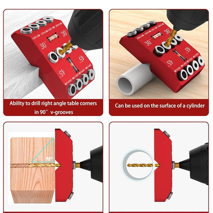 VASTHOME Drill Jig for Angled Holes with 4 Drill Bits with 4 twist drills suitable for Railing, Deck, Wood Post, Level design has Drill Guide Jig 30 45 90 Degree Portable