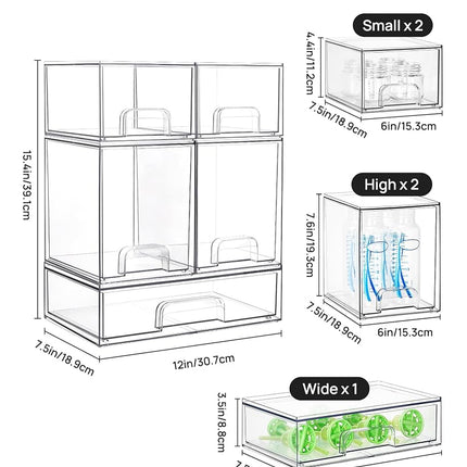 Vtopmart Clear Plastic Stackable Storage Drawers Set of 5