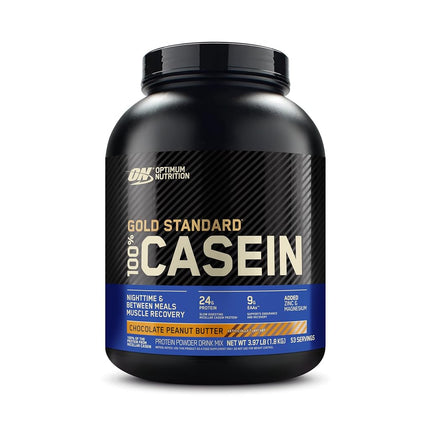 OPTIMUM NUTRITION Gold Standard 100% Casein Protein Powder, Chocolate Peanut Butter Flavour, 1.8kg - [2024/2025 plastic neck band packaging may vary]