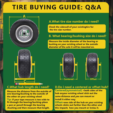 Wiltire 16x6.50-8 Flat Free Lawn Mower Front Tire and Wheel (2 Pack)