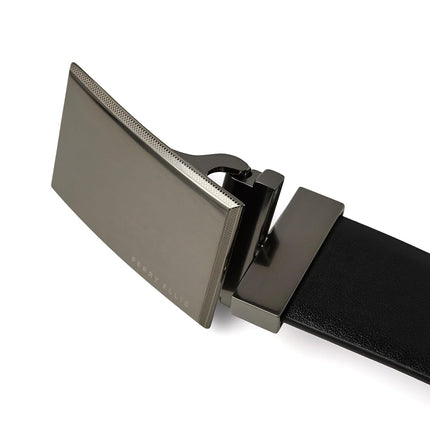Perry Ellis Men's Portfolio Patterned Plaque 100% Leather Reversible Belt (Sizes 30-44 Inches), Black/Brown Reversible, 38