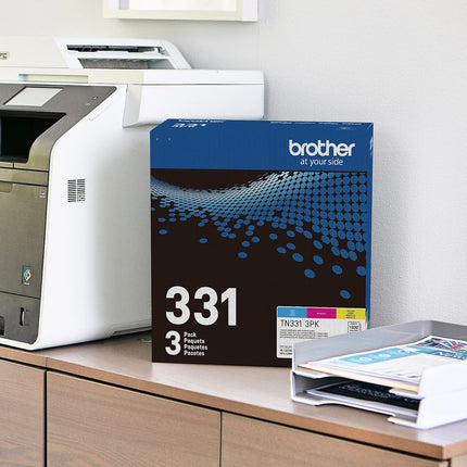 BROTHER Cartouche de toner couleur standard authentique, paquet de trois TN331 3PK - Comprend une cartouche de toner cyan, magenta et jaune
