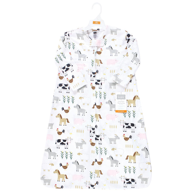 Hudson Baby Saco de dormir unisex de algodón de manga larga, saco de dormir, manta, diseño de granja, de 0 a 6 meses