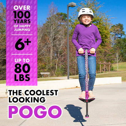 Flybar Foam Jolt Pogo Stick for Kids Age 5 and Up, Between 40 to 80 Pounds, Beginners Kids Pogo Stick for Boys and Girls (Leopard)
