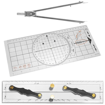 3 Pcs Marine Navigation Kit, Nautical Chart Plotti