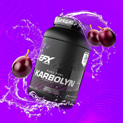 EFX Sports Karbolyn Fuel Complex Carbohydrate Post Workout & Pre Workout Powder Clinically Tested Intense Energy Supplement Shake,Grape, (4 LB 4.8 OZ)