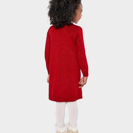 The Children's Place Baby and Toddler Girls' Long Sleeve Sweater Dress, Classic Red Reindeer, 18-24 Months