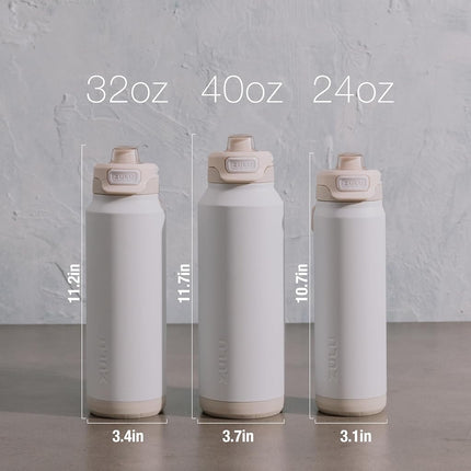 ZULU Powerfill Pro 40oz Stainless Steel Water Bottle with Quick Fill Lid, Triple Walled Vacuum Insulated Metal, Leak Proof Locking Lid, Sip and Chug, Reusable BPA Free, White