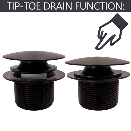 Westbrass 493144H-12 12" & 4" Bath Waste & Overflow Assembly with Tip-Toe Drain Plug and Illusionary Faceplate-SCH. 40 ABS Pipe, 1-Pack, Oil Rubbed Bronze