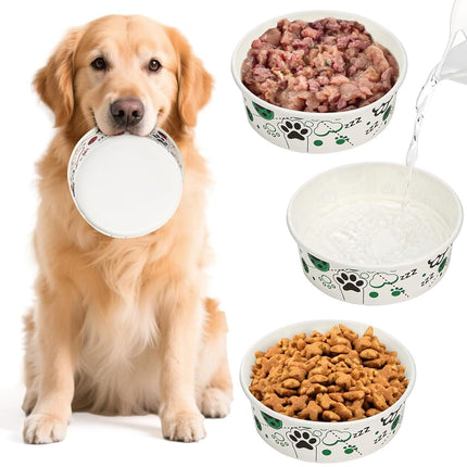 SOUJOY 60 Pcs Disposable Cat Bowls, 16 oz Pet Feeding Bowl, Foot Print Travel Dog Food Bowl for Small Dog Puppy Cat Dry and Wet Pet Food or Water