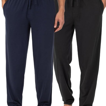 Fruit of the Loom Men's Jersey Knit Sleep Pant Pajama Bottom, Black/Navy (2-Pack), Large (Pack of 2)