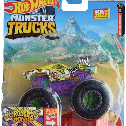 Hot Wheels Monster Trucks Rodger Dodger, Plus Connect and Crash Car