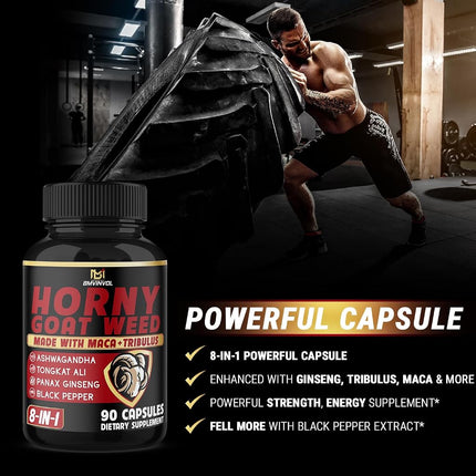 BMVINVOL 2Packs Horny Goat Weed Capsules - 180 Capsules for 6 Month Supply - Maca, Ginseng, Tribulus Terrestris, Ashwagandha