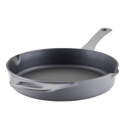 Poêle à frire/casserole en fonte Rachael Ray Nitro avec poignée d'appoint et becs verseurs, 25 cm, Gris