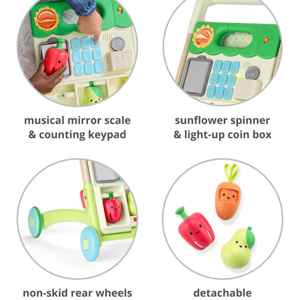 Skip Hop Baby Walker 5-in-1 Sitting and Standing, Convertible, with over 50 Development Games Activities, Songs and Sounds, 3 Adjustable Grip Heights and Control Switch