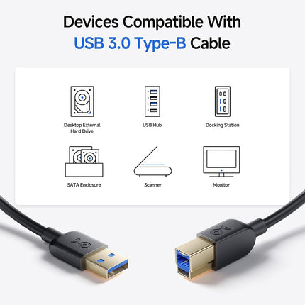 Cable Matters 2-Pack USB 3.0 Cable (USB 3 Cable/USB 3.0 A to B Cable) in Black 6 Feet