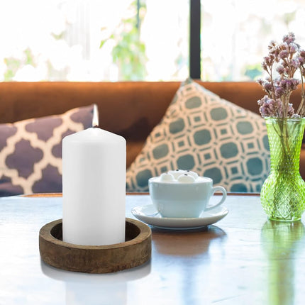 Stonebriar 6 Count Tall 3 x 6 Inch 65 Hour Long Burning Unscented White Wax Pillar Candles
