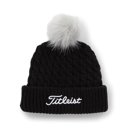 Titleist Men's Standard Cable Knit Pom Hat, Black/White