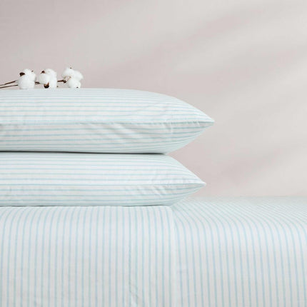 Tommy Bahama - Queen Sheet Set, Cotton Percale Bedding Set, Super Soft and Cozy Home Decor, Oeko-Tex Certified (Cool Beach Stripe Turquoise, Queen)