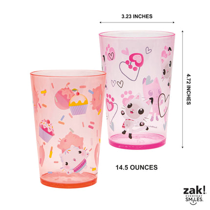 Juego de vasos apilables Gabby's Dollhouse de DreamWorks de Zak Designs para el hogar, vasos de plástico sin BPA de 428 ml, paquete de 4 (Gabby, Pandy Patas, Pasticake, Mercat, Hada Gatita, Baby Box)