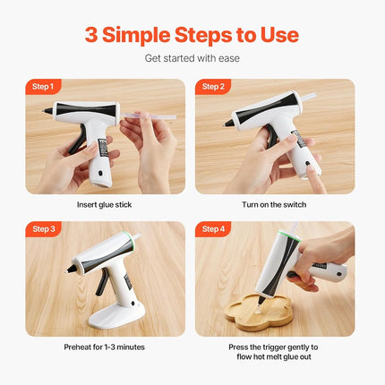 VEVOR Hot Glue Gun, Rechargeable Cordless Glue Gun, Mini Wireless Hot Glue Gun Kit with 2200mAh Battery, 20 Pcs Glue Sticks, Fast Preheating & High Temp, for Crafts, Arts, DIY, Quick Home Repairs